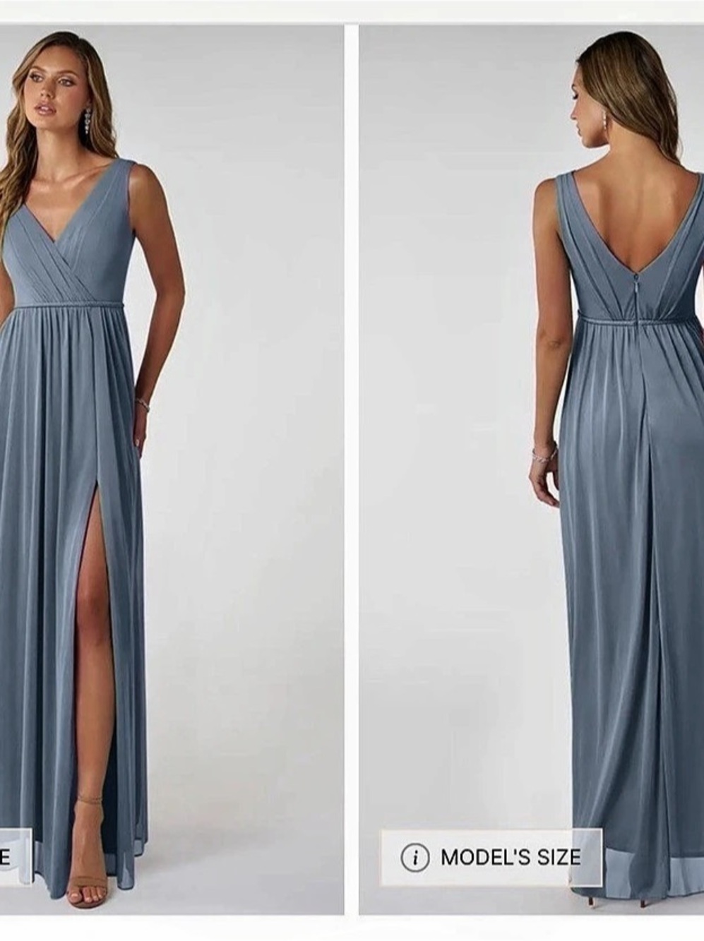 Azazie Blue Chiffon Wrap Gown Blue Maxi Dress